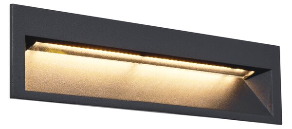 Moderna vgradna stenska svetilka črna 28cm z LED IP65 - Mert