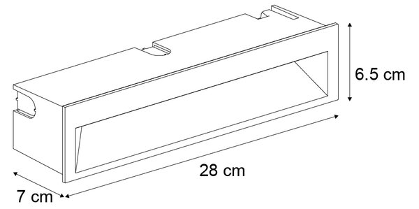 Moderna vgradna stenska svetilka črna 28cm z LED IP65 - Mert
