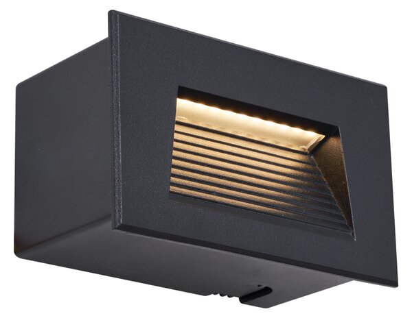 Komplet 6 modernih vgradnih stenskih svetilk črne barve 11,5 cm vklj. LED IP65 - Trem