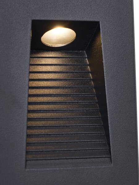 Komplet 6 modernih vgradnih stenskih svetilk črne barve 7 cm vklj. LED IP65 - Trem