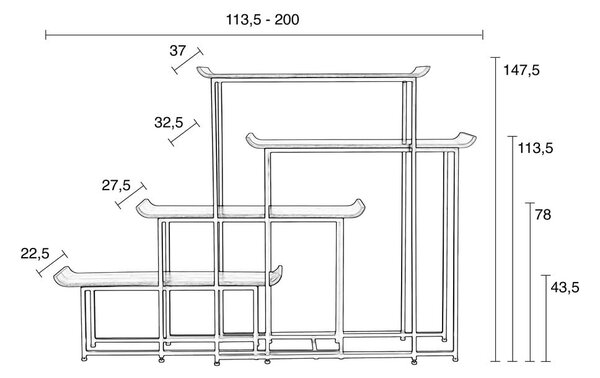 Črn bambusov regal 114x148 cm Flodka – Zuiver