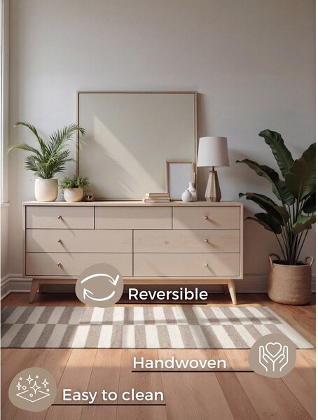 Bela/siva obojestranska/ročno tkana volnena preproga 80x150 cm Vika – Hanse Home