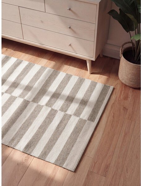 Bela/siva obojestranska/ročno tkana volnena preproga 80x150 cm Vika – Hanse Home