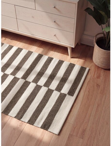 Bela/rjava obojestranska/ročno tkana volnena preproga 80x150 cm Vika – Hanse Home