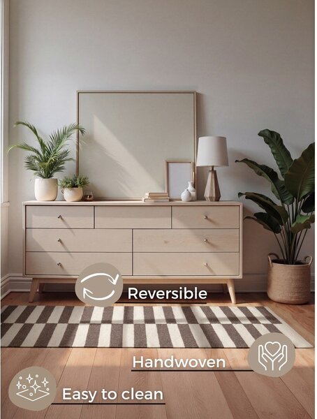Bela/rjava obojestranska/ročno tkana volnena preproga 80x150 cm Vika – Hanse Home