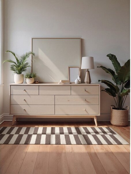Bela/rjava obojestranska/ročno tkana volnena preproga 80x150 cm Vika – Hanse Home