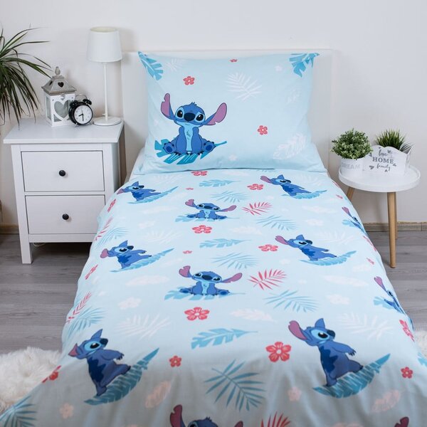 Modra enojna bombažna otroška posteljnina 140x200 cm Lilo and Stitch "Blue" – Jerry Fabrics
