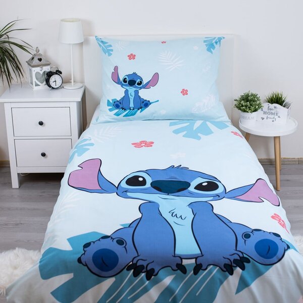 Modra enojna bombažna otroška posteljnina 140x200 cm Lilo and Stitch "Blue" – Jerry Fabrics