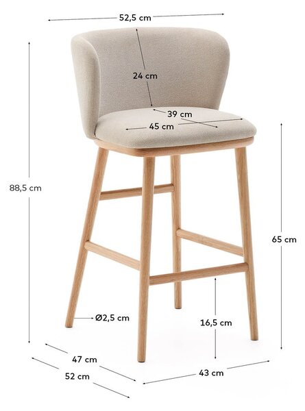 Bež barski stol (višina sedeža 65 cm) Ciselia – Kave Home