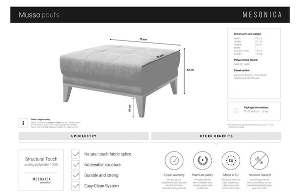 Krem otoman MESONICA Musso Tufted