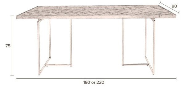 Jedilna miza z jekleno konstrukcijo Dutchbone Class, 220 x 90 cm