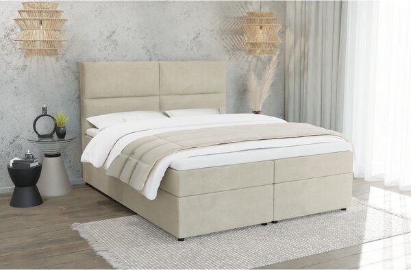 Bež boxspring postelja s prostorom za shranjevanje 140x200 cm Rico – Ropez