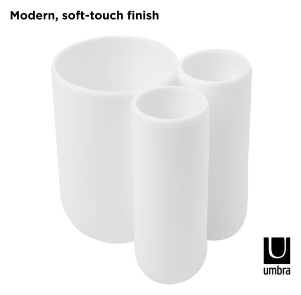 Bela plastična skodelica za zobne ščetke Touch - Umbra