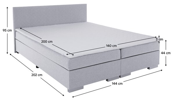 KONDELA Boxspring postelja, svetlo siva, 140x200, ADARA