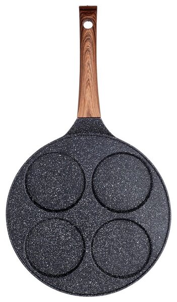 Granitna ponev za peko palačink in jajc 4 jamice 26cm BLACK&WOOD