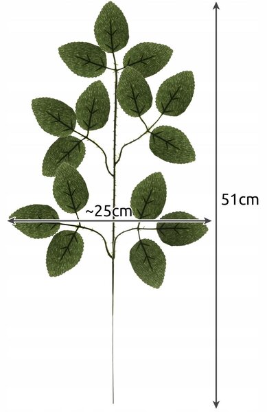Set 12 umetnih listov vrtnice 47cm