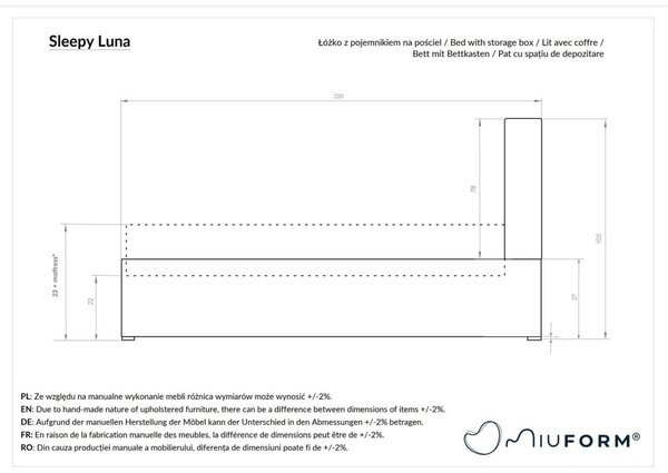 Siva oblazinjena zakonska postelja z letvenim dnom 140x200 cm Sleepy Luna - Miuform