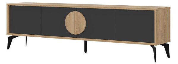 Črna/naravna TV omarica v hrastovem dekorju 180x51 cm Vae – Marckeric