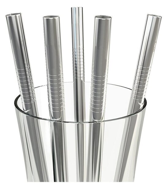 Set 10 inox ravnih kovinskih slamic za večkratno uporabo + krtačka