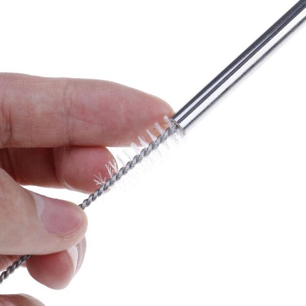 Set 8 inox kovinskih slamic za večkratno uporabo + 2x krtačka