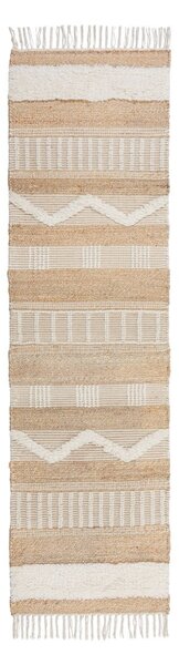 Bež tekač iz jute Flair Rugs Medina, 60 x 230 cm