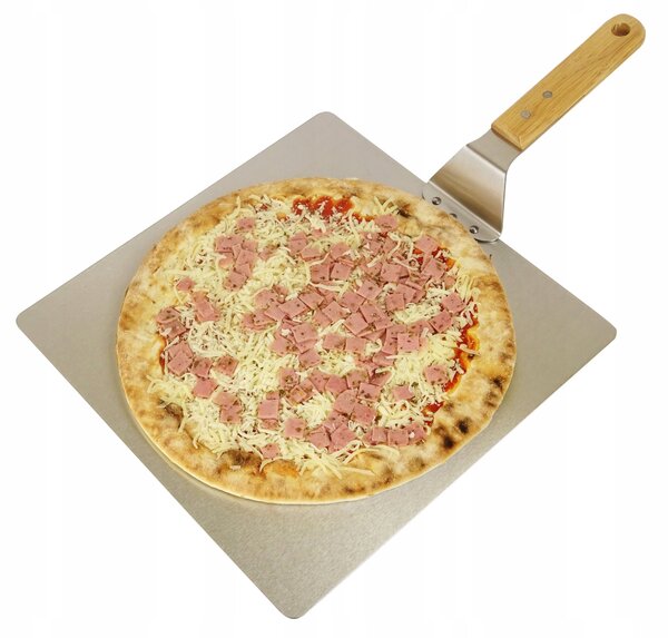 Močan inox lopar za pico 44cm leseno držalo