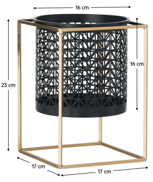 KONDELA Set dveh stojal za cvetlične lončke, kvadraten/okrogel, črno/zlat, ESME SET