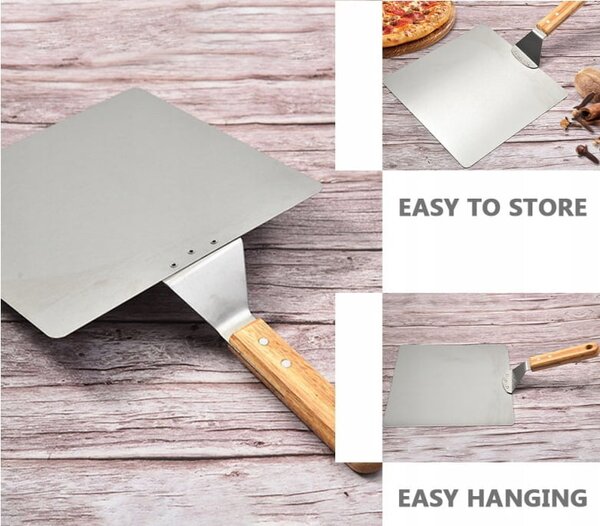 Močan inox lopar za pico 44cm leseno držalo