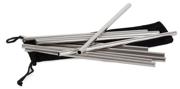Set 10 inox ravnih kovinskih slamic za večkratno uporabo + krtačka
