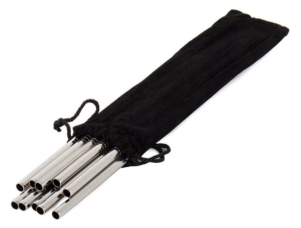 Set 10 inox ravnih kovinskih slamic za večkratno uporabo + krtačka