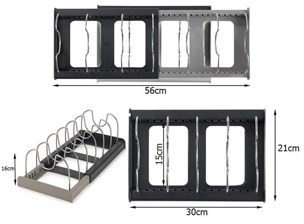 Univerzalni nastavljiv organizator za lonce in pokrove