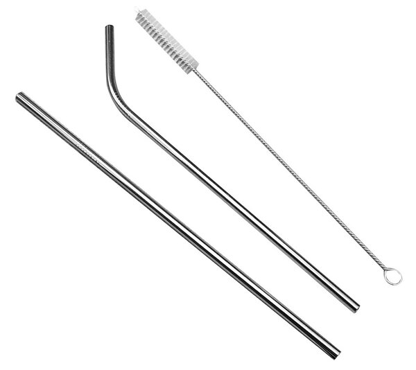 Set 8 inox kovinskih slamic za večkratno uporabo + krtačke