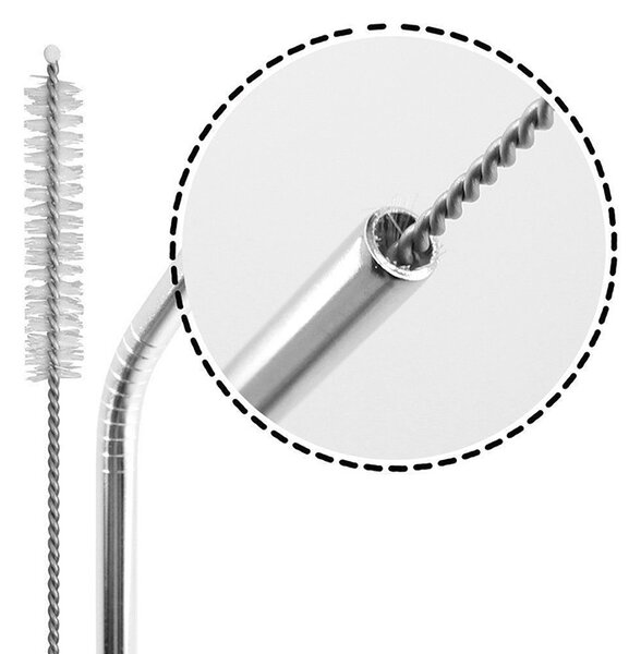 Set 8 inox kovinskih slamic za večkratno uporabo + krtačke