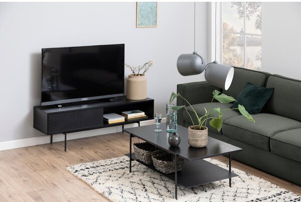 Črna TV omarica v jesenovem dekorju 140x45 cm Angus – Actona