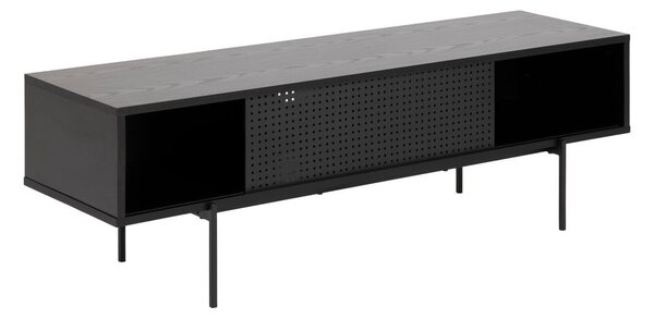 Črna TV omarica v jesenovem dekorju 140x45 cm Angus – Actona