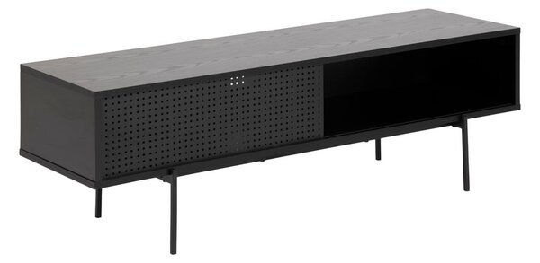 Črna TV omarica v jesenovem dekorju 140x45 cm Angus – Actona