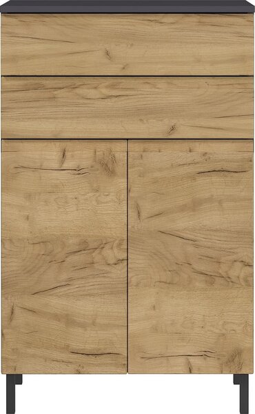 Temno siva kopalniška omarica v hrastovem dekorju 60x97 cm Salinas - Germania