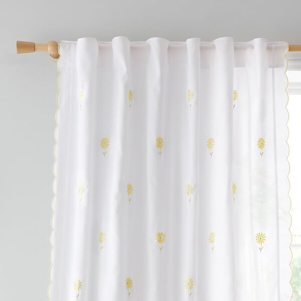 Rumena/bela prosojna zavesa 140x122 cm Lorna Embroidered Daisy – Catherine Lansfield