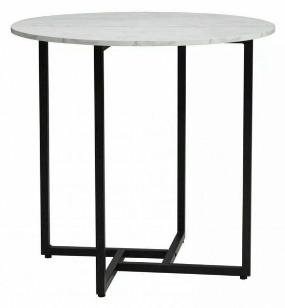 Okrogla jedilna miza ALTO II 80 cm, bel marmor dekor