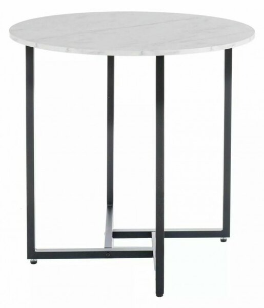 Okrogla jedilna miza ALTO II 80 cm, bel marmor dekor