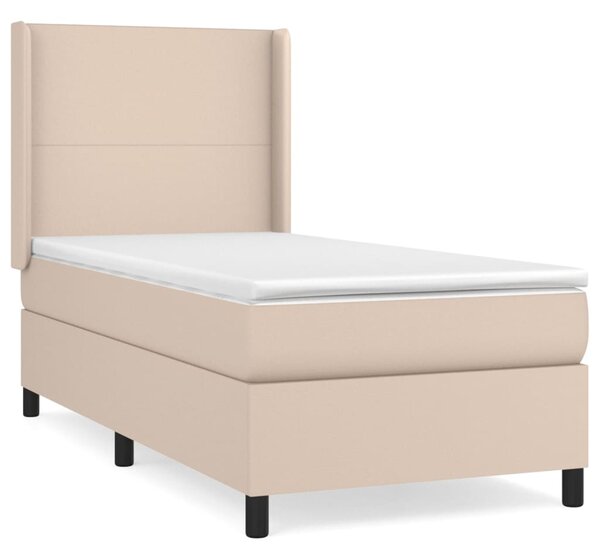 VidaXL Box spring postelja z vzmetnico kapučino 90x190 cm umetno usnje