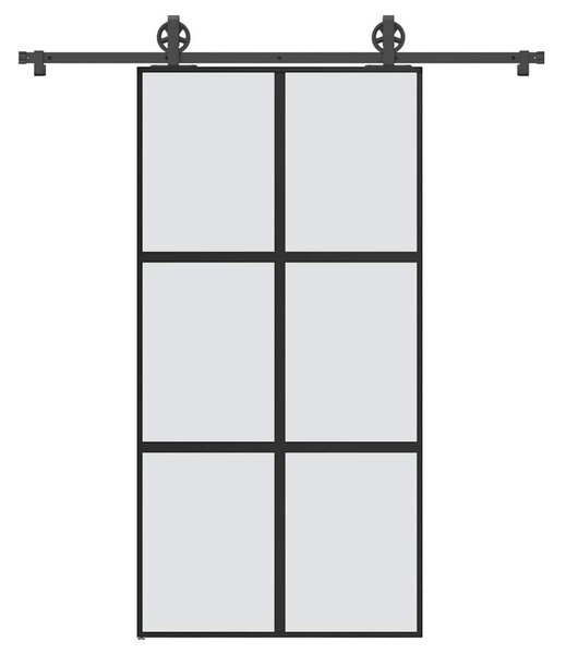 VidaXL Drsna vrata z opremo 102,5x205 cm kaljeno steklo in aluminij