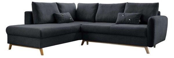 Temno siva raztegljiva sedežna garnitura Miuform Scandic Lagom L, levi kot