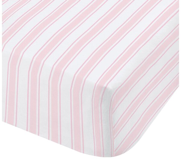 Roza-bela bombažna rjuha Bianca Check and Stripe, 90 x 190 cm