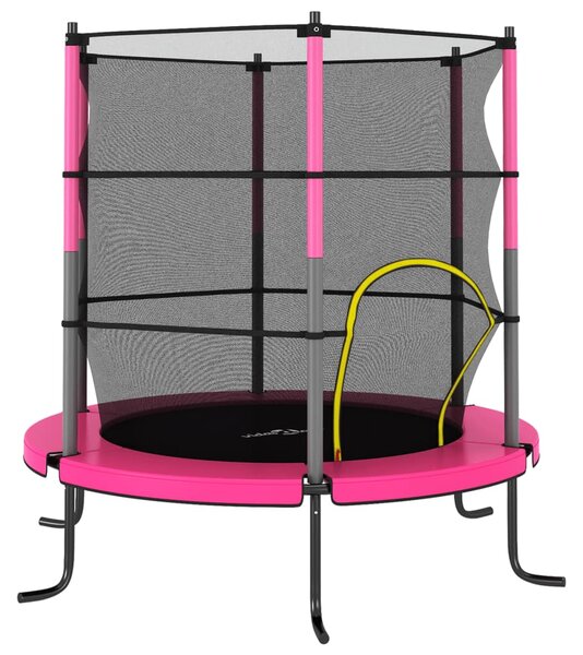 VidaXL Trampolin z varnostno mrežo okrogel 140x160 cm roza