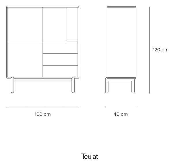 Temno siva visoka komoda 100x120 cm Corvo - Teulat