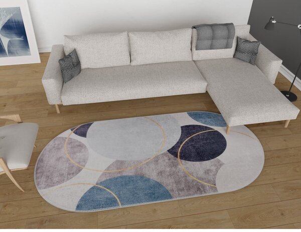 Modra/siva pralna preproga 60x100 cm Oval – Vitaus