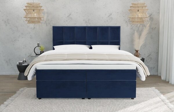 Temno modra boxspring postelja s prostorom za shranjevanje 160x200 cm Flip – Ropez