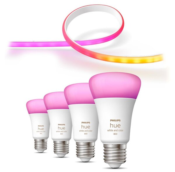 SET-LED RGBW Zatemnitveni trak Philips Hue 2m 20W/230V + 4xLED Žarnica E27/6,5W