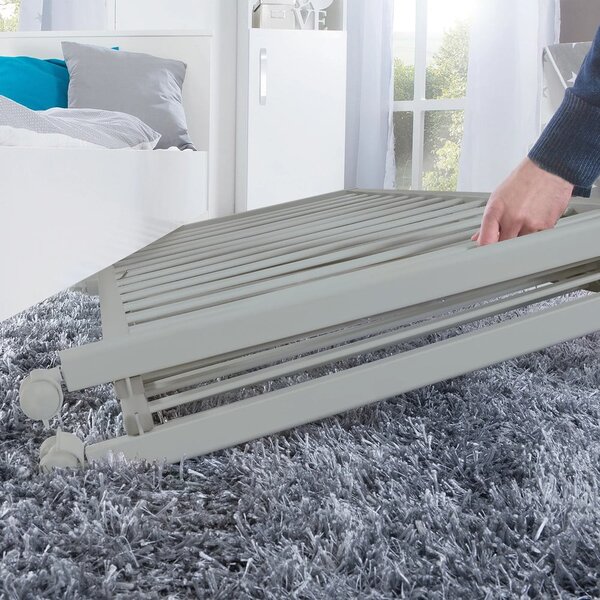 Siva zložljiva otroška posteljica na koleščkih 60x120 cm Fold up – Roba